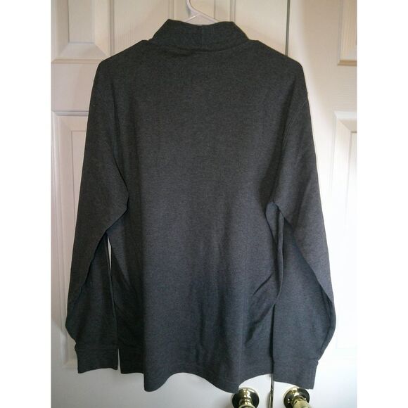 Charcoal Gray Lands End Mock Neck Long Sleeve Shirt Cotton Blend Top Size L - Picture 2 of 3
